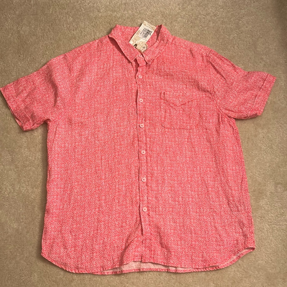 NWT! True Grit Men's Lux Linen Batiks SS 1 Pocket Shirt XL